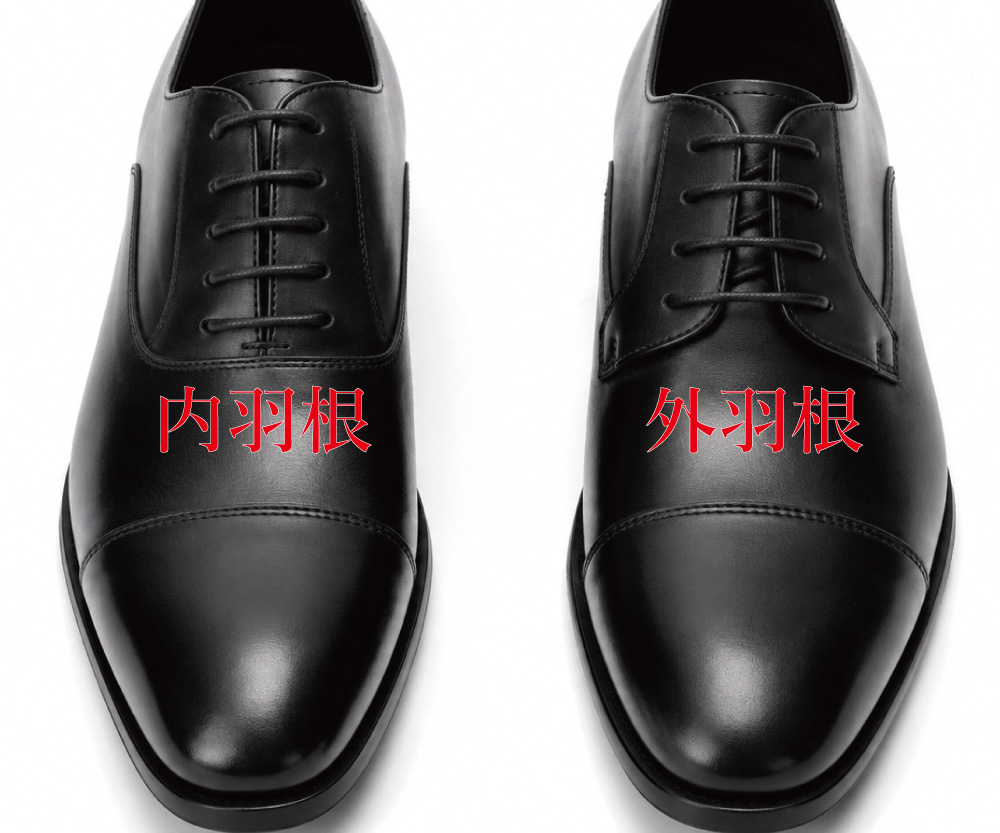 結婚式用の黒革靴で比較する内羽根式と外羽根式の違い
